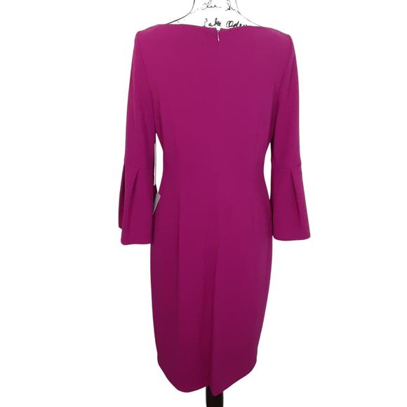 Eliza J Bell Sleeve Sheath Dress Magenta Pink Womens 10 Boat Neck NWT Cocktail - Picture 3 of 12